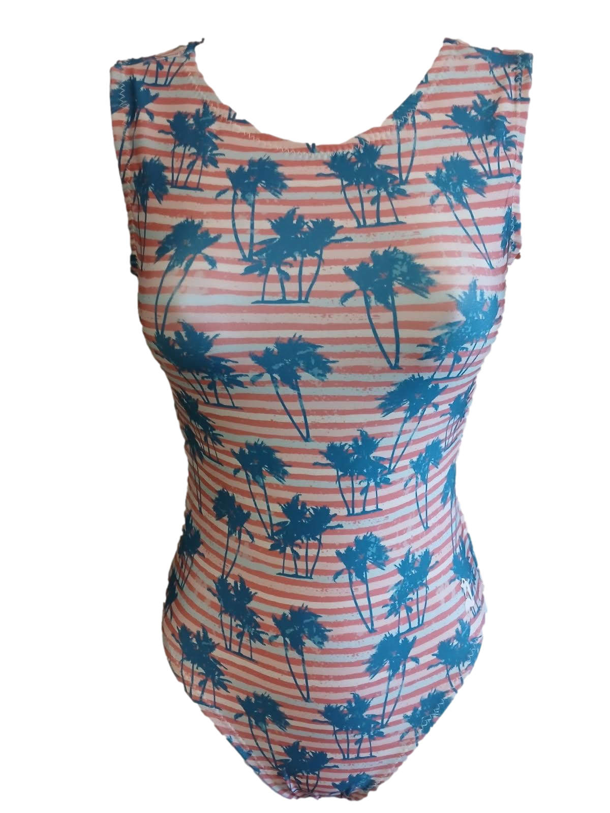 striped leotard with palm trees for gymnastics