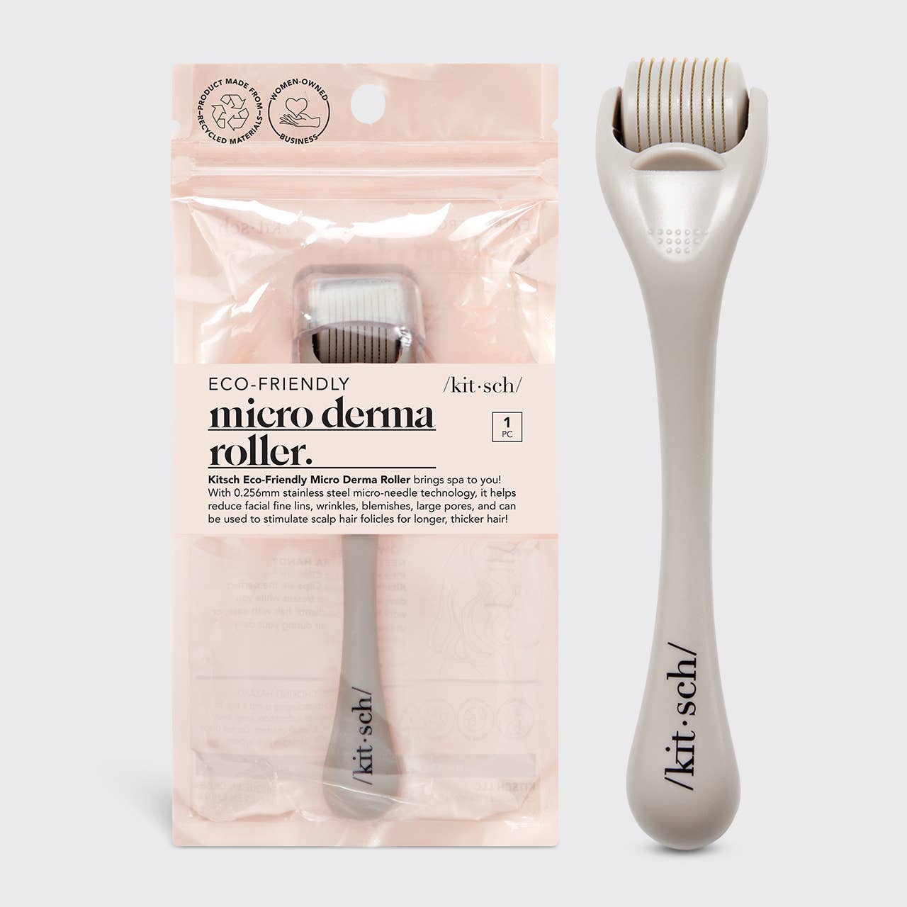 Kit & Sch micro derma roller with packaging on a light gray background
