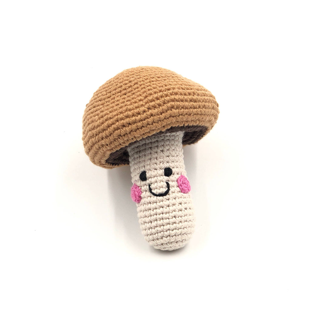 mushroom crochet rattle for baby