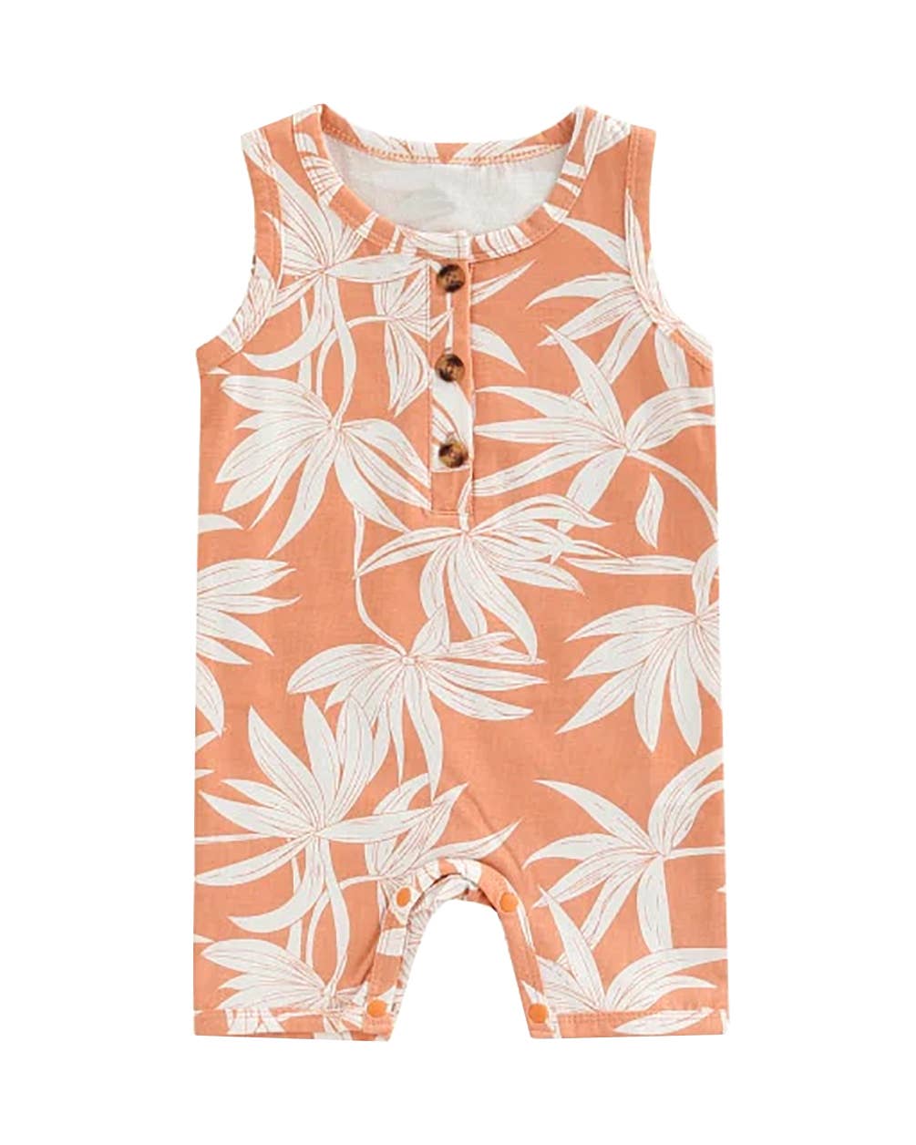 peach palm print onesie for baby