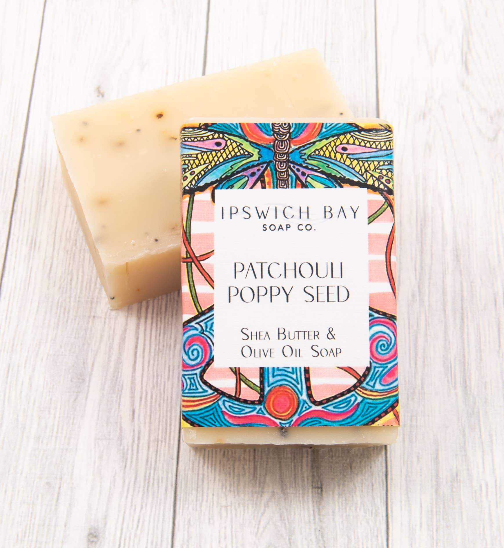 handmade patchouli poppy seed bar of soap