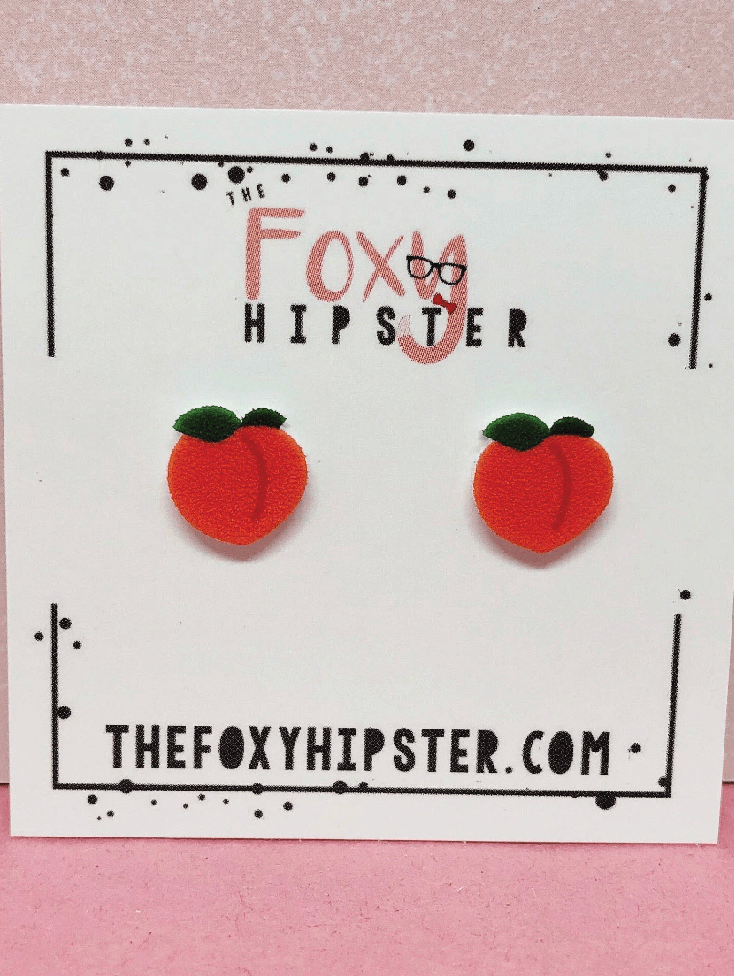 Peach Stud Earrings - Cute & Fun Fruit Jewelry for Girls & Women - Foxy’s