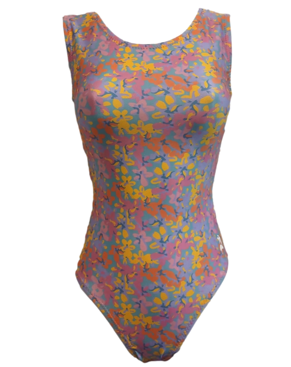 bright floral printed gymnastics leotard