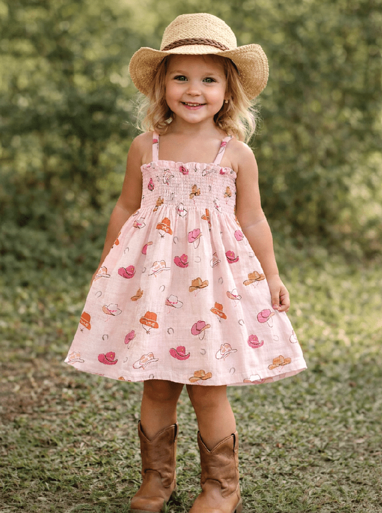 Western Pink / Muslin Smocked Tube Dress - Foxy’s