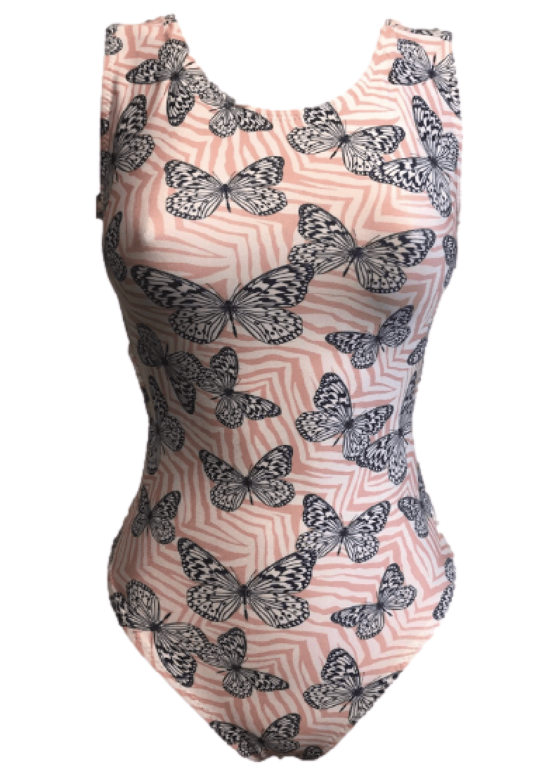 Safari Butterfly Gymnastics Leotard - Coral Print for Girls & Women - Foxy’s