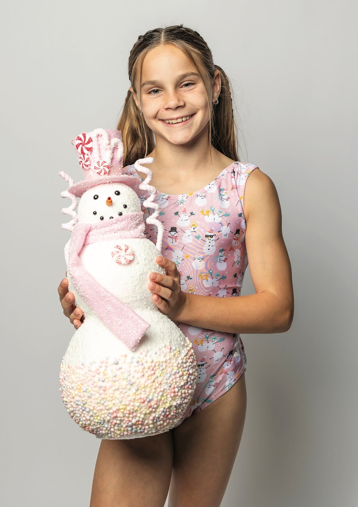 Pink Flipping Snowmen Winter Leotard for Girls - Foxy’s