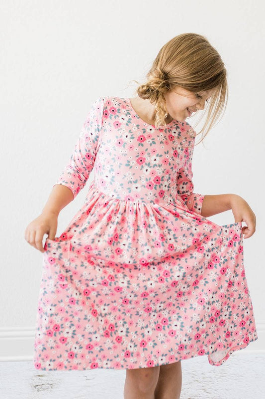 pink twirl girl dress with pockets