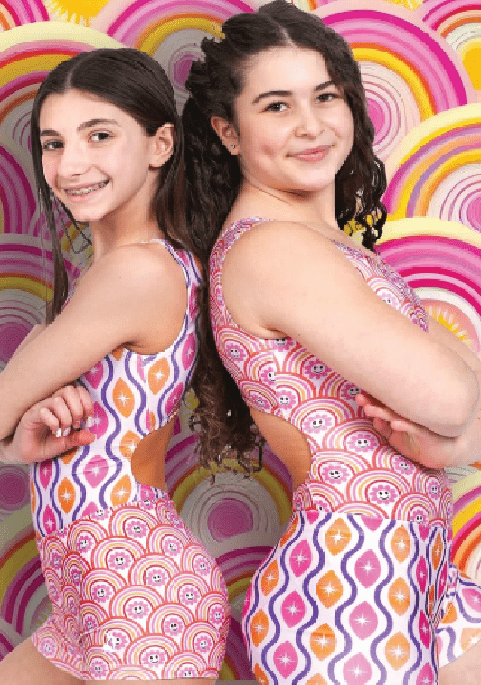 Rainbow Waves Gymnastics Leotard Set | Foxy's Girls Dance Leo & Shorts - Foxy’s