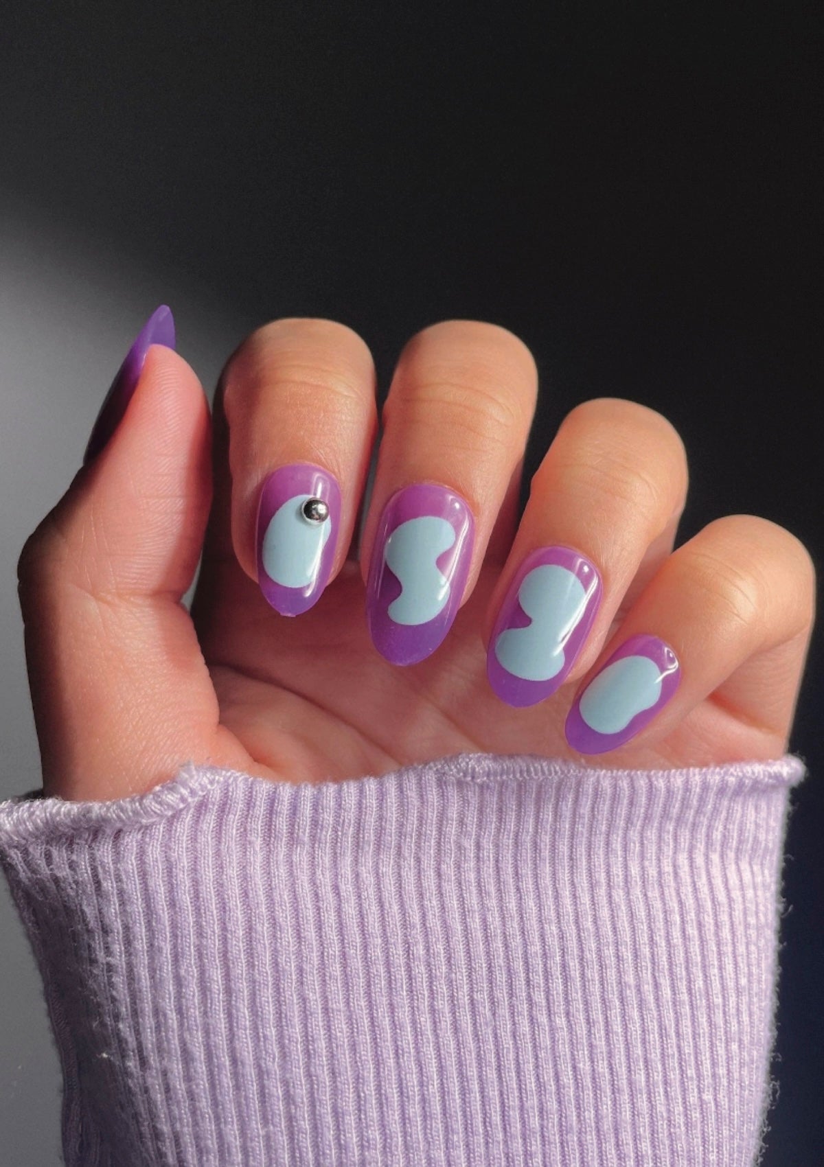 That's My Jam Press - On Nails - Purple Jelly Oval Nails with Rhinestone Accents | Foxy's - Foxy’s