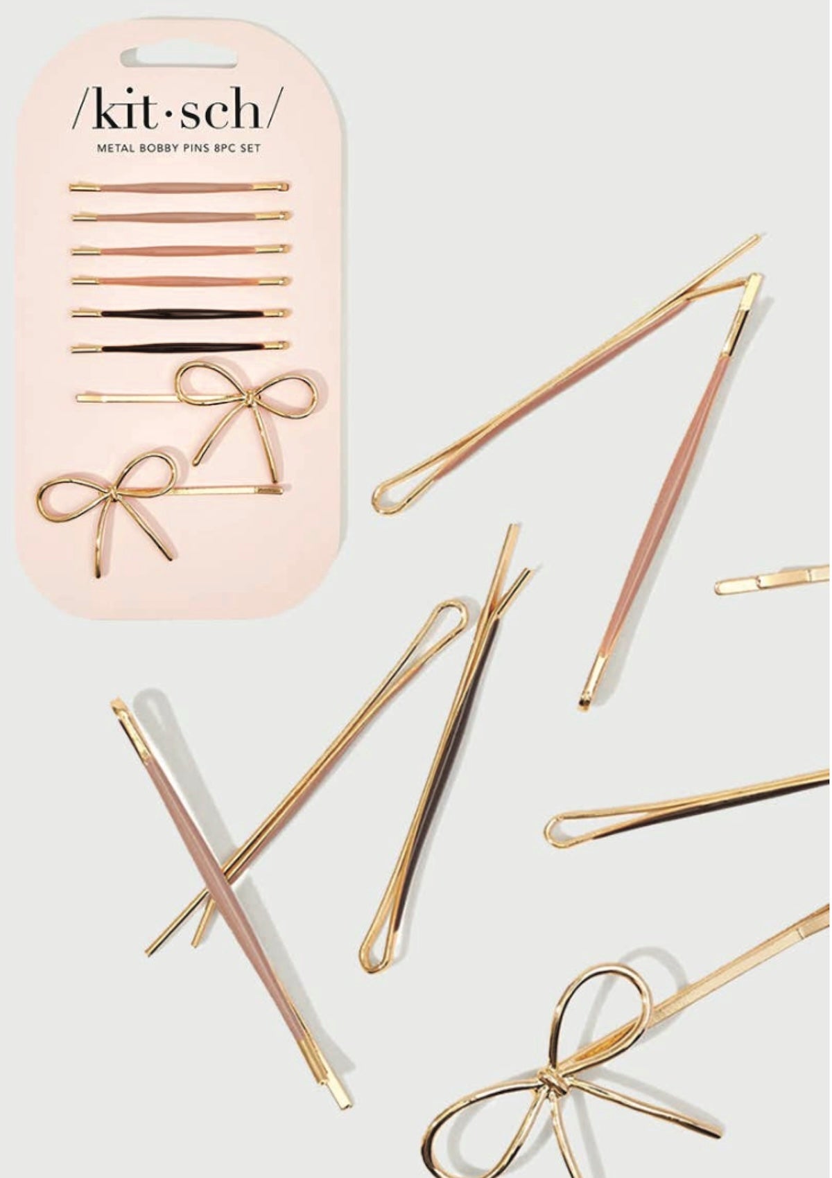 Rosewood Cloud & Bow Bobby Pins - 8pc Cute Hair Accessories Set - Foxy’s