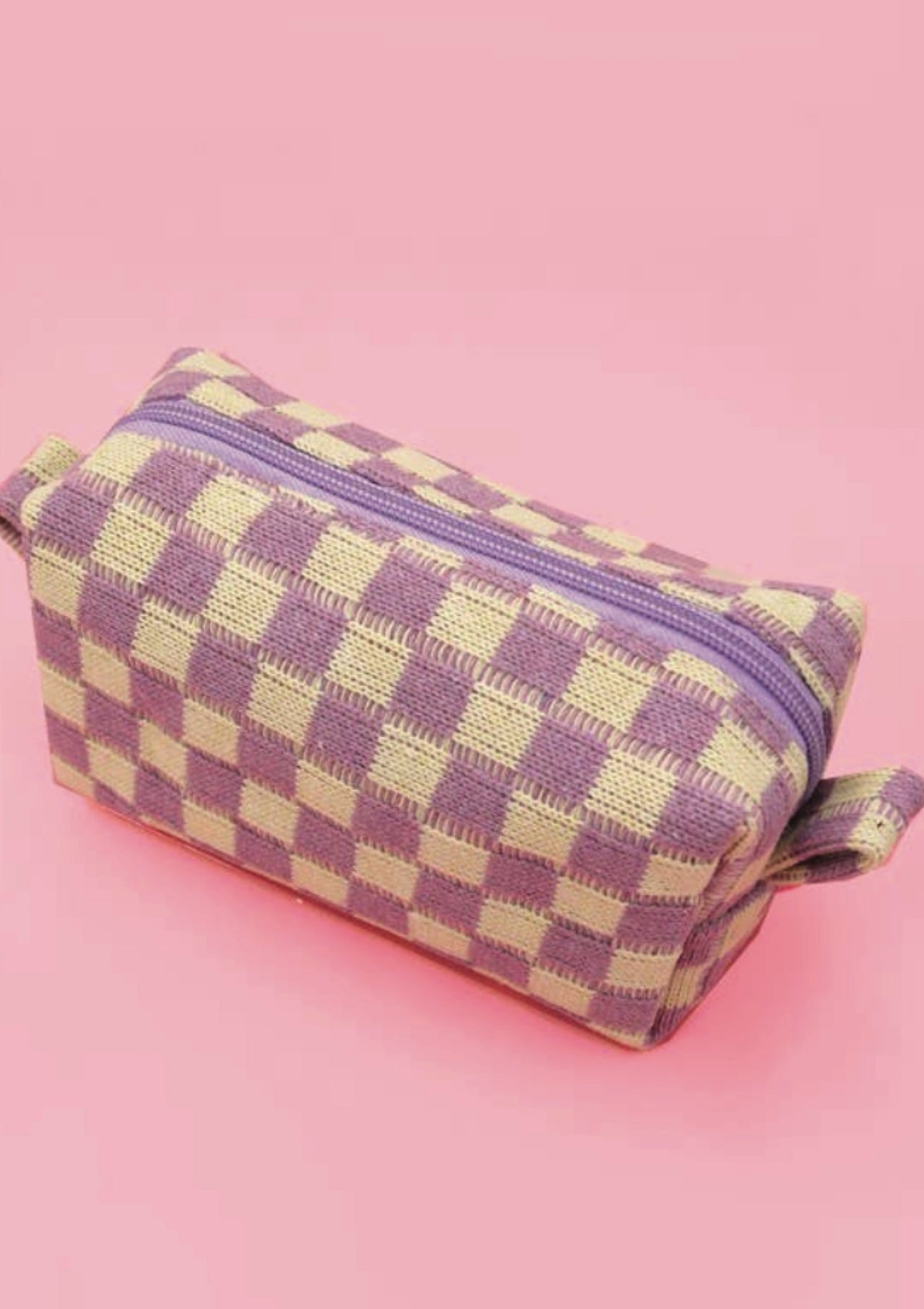 Checker Cosmetic Pouch - Lavender Makeup Bag | Foxy's - Foxy’s
