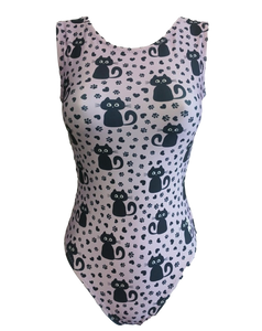 cute cate and paws leotard on a soft blush backdrop