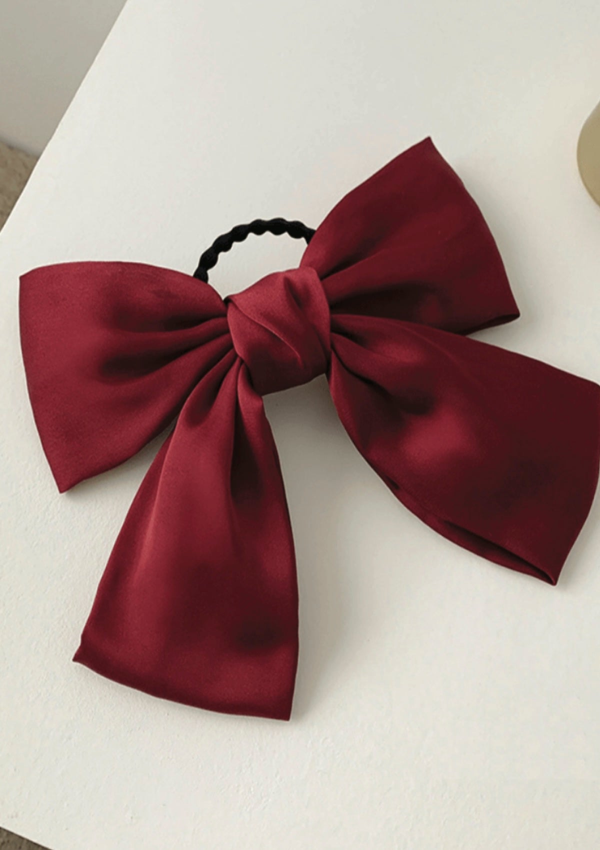 French Retro Bow Hair Tie - Oversized Coquette Hair Accessory - Red - Foxy’s