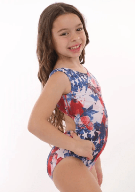 Vintage America Gymnastics Leotard - Patriotic Red, White & Blue - Made in USA - Foxy’s