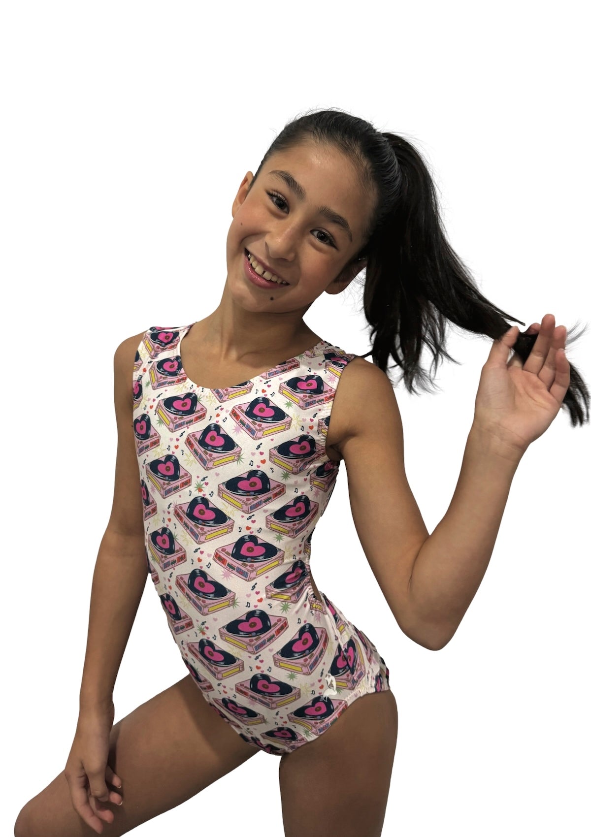 Retro Vinyl Record Foxy's Leotard for Girls Gymnastics - Foxy’s