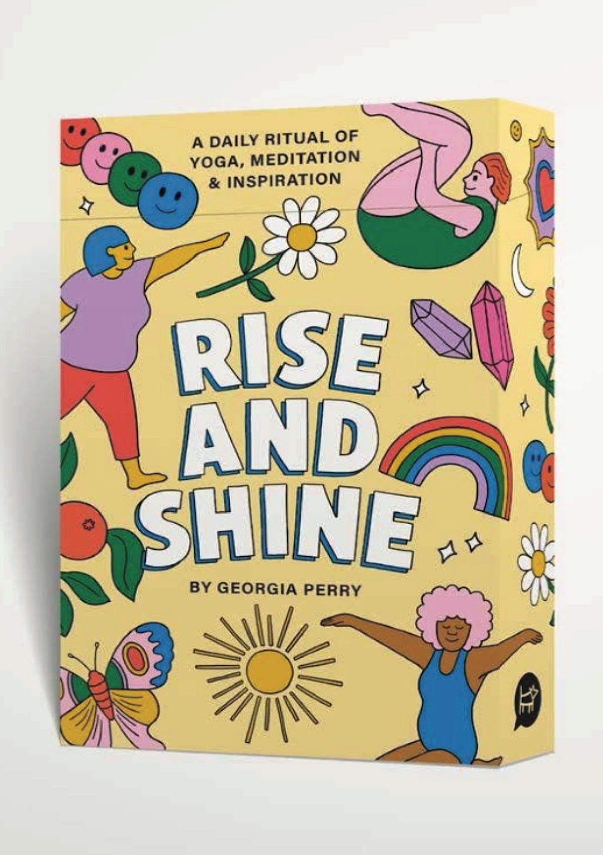 Book titled 'Rise and Shine' by Georgia Perry with colorful illustrations on a yellow background.