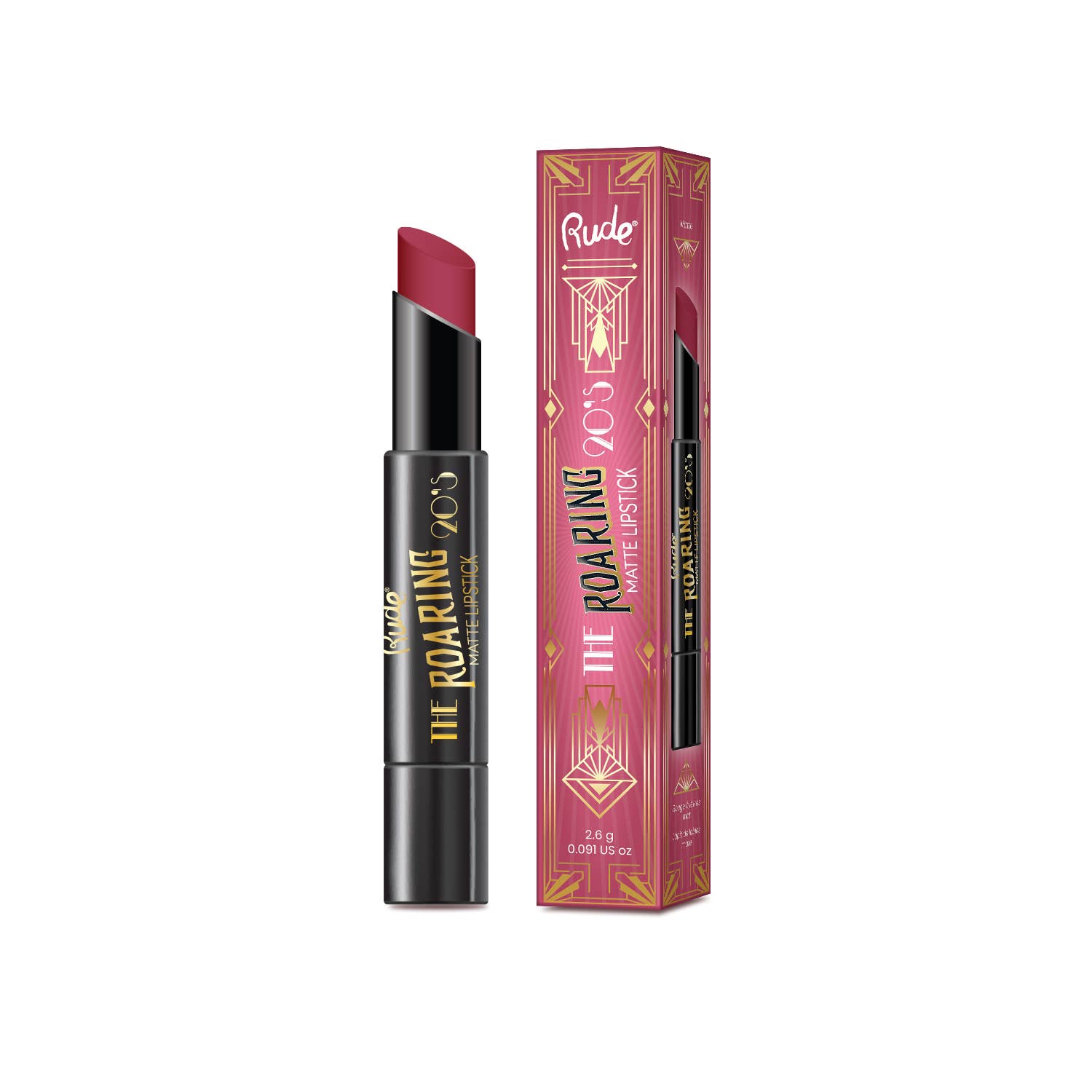 Lipstick with packaging on a white background