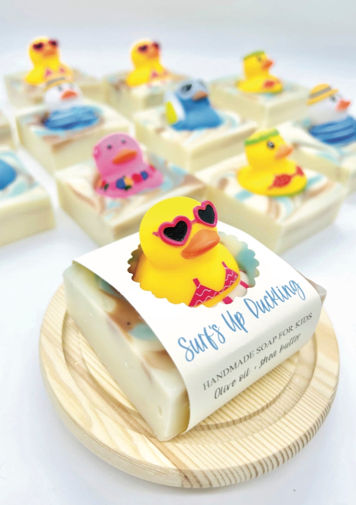 Summer Surf's Up Duckling Handmade Soap Bar for Kids VEGAN - Foxy’s