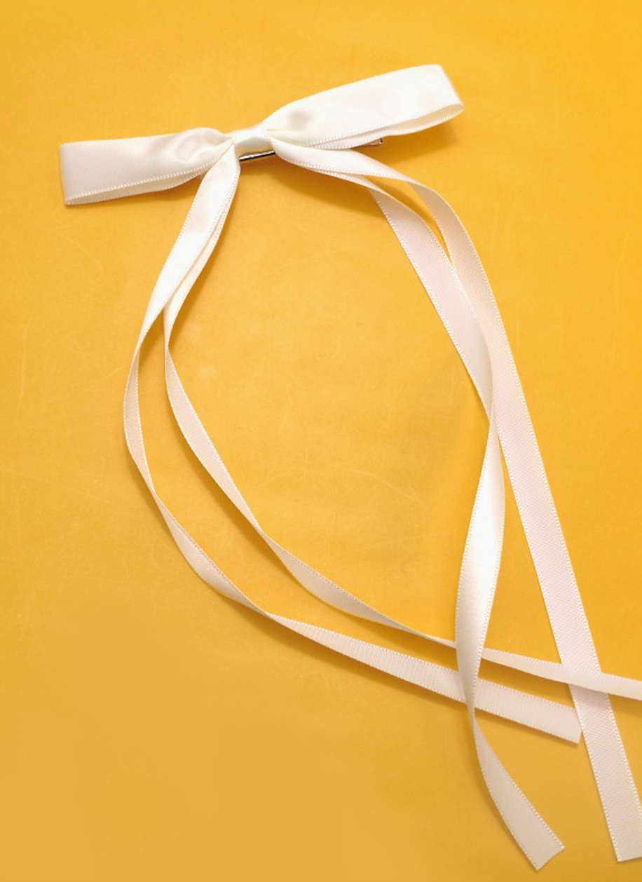 LONG BOW HAIR CLIP (Lilac, Champagne, Off-White, Peach Available)