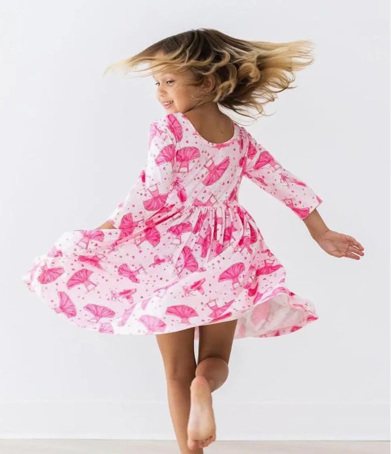 Toddler Pirouette 3/4 Sleeve Pocket Dress (Size 4T)
