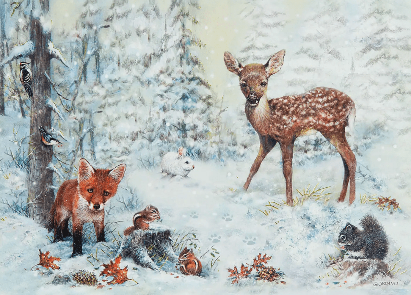Snowy Forest Deluxe Holiday Boxed Cards - Foxy’s