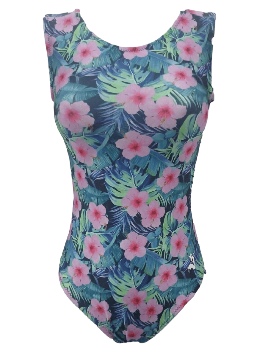 Maui Palms & Hibiscus Tropical Foxy's Leotard for Girls - Foxy’s