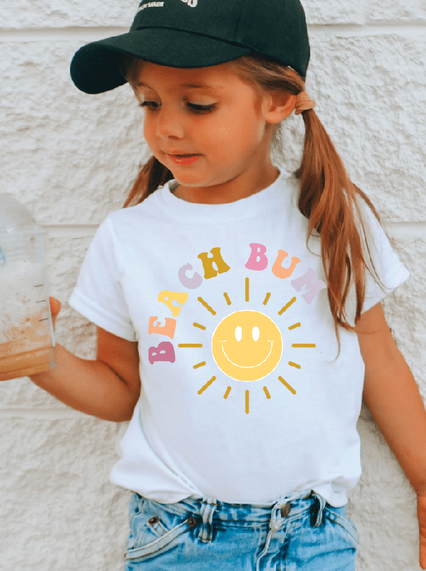 Girls' Beach Bum Sunshine Graphic Tee & Onesie - Summer Fun, Sizes 6M to Child Small - Foxy’s