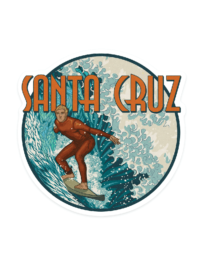 STICKERS Santa Cruz, California, Stylized Surfer - Foxy’s