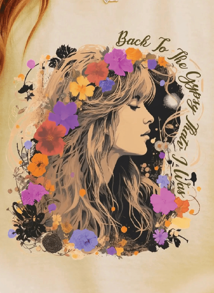 Stevie Nicks Upcycled T-Shirt Hippie Boho Concert
