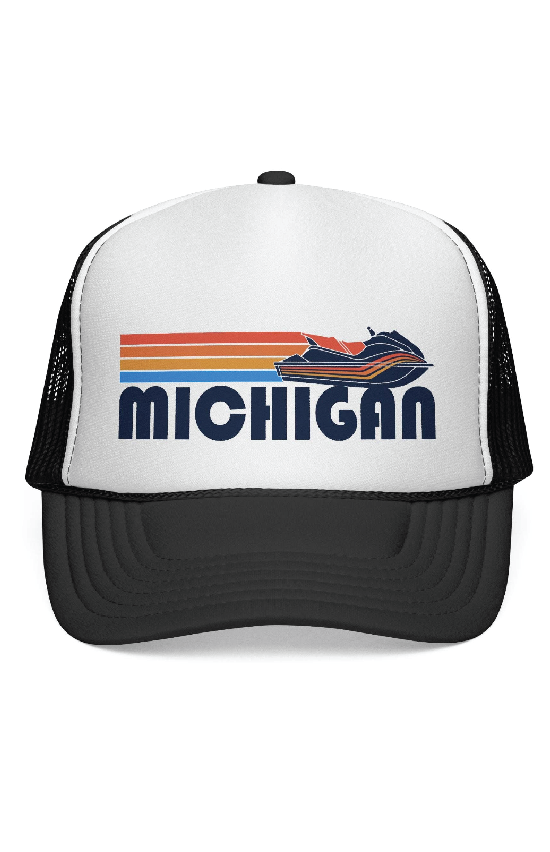 Navy or Black Michigan Hat - Retro Michigan Trucker Hat