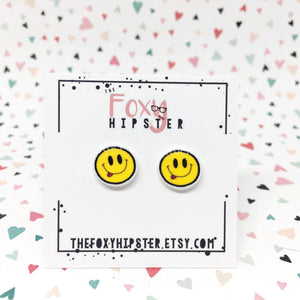smile face stud earrings