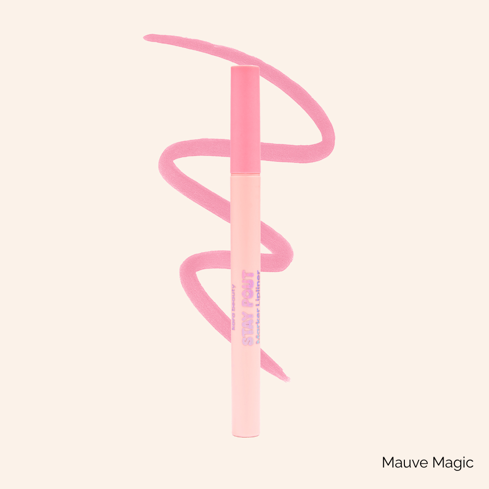 Pink eyeliner pencil with gradient design on a light pink background