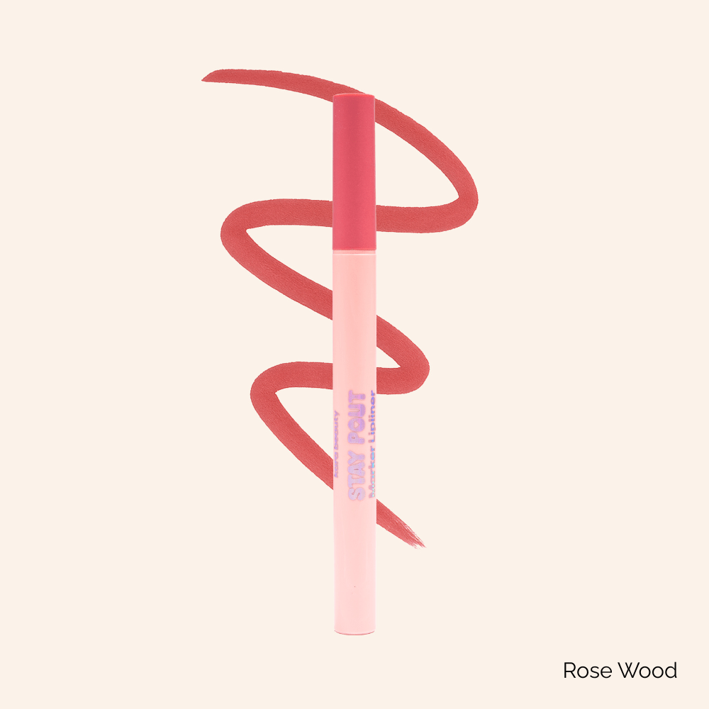 Pink lip liner with a spiral design on a light pink background