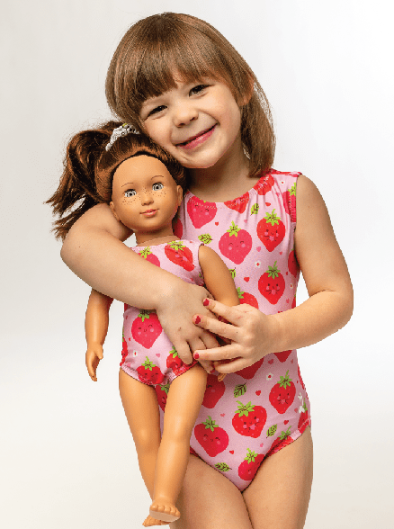 Strawberry Sweets Gymnastics Leotard Set for Toddlers - Includes Doll Leotard - Foxy’s