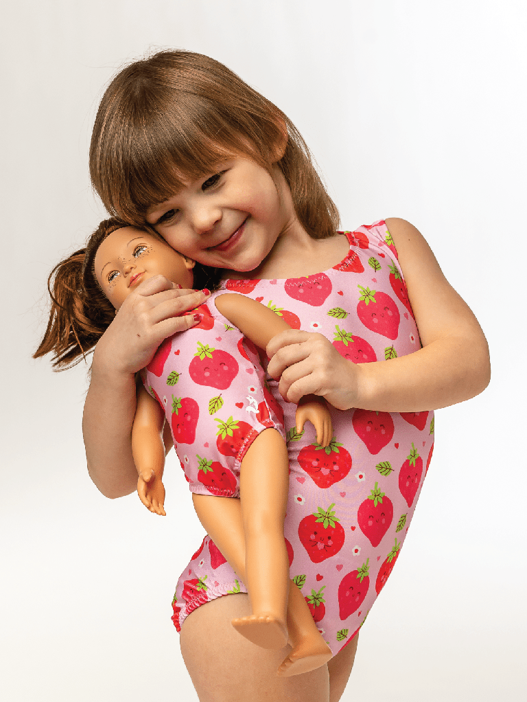 Strawberry Sweets Gymnastics Leotard Set for Toddlers - Includes Doll Leotard - Foxy’s