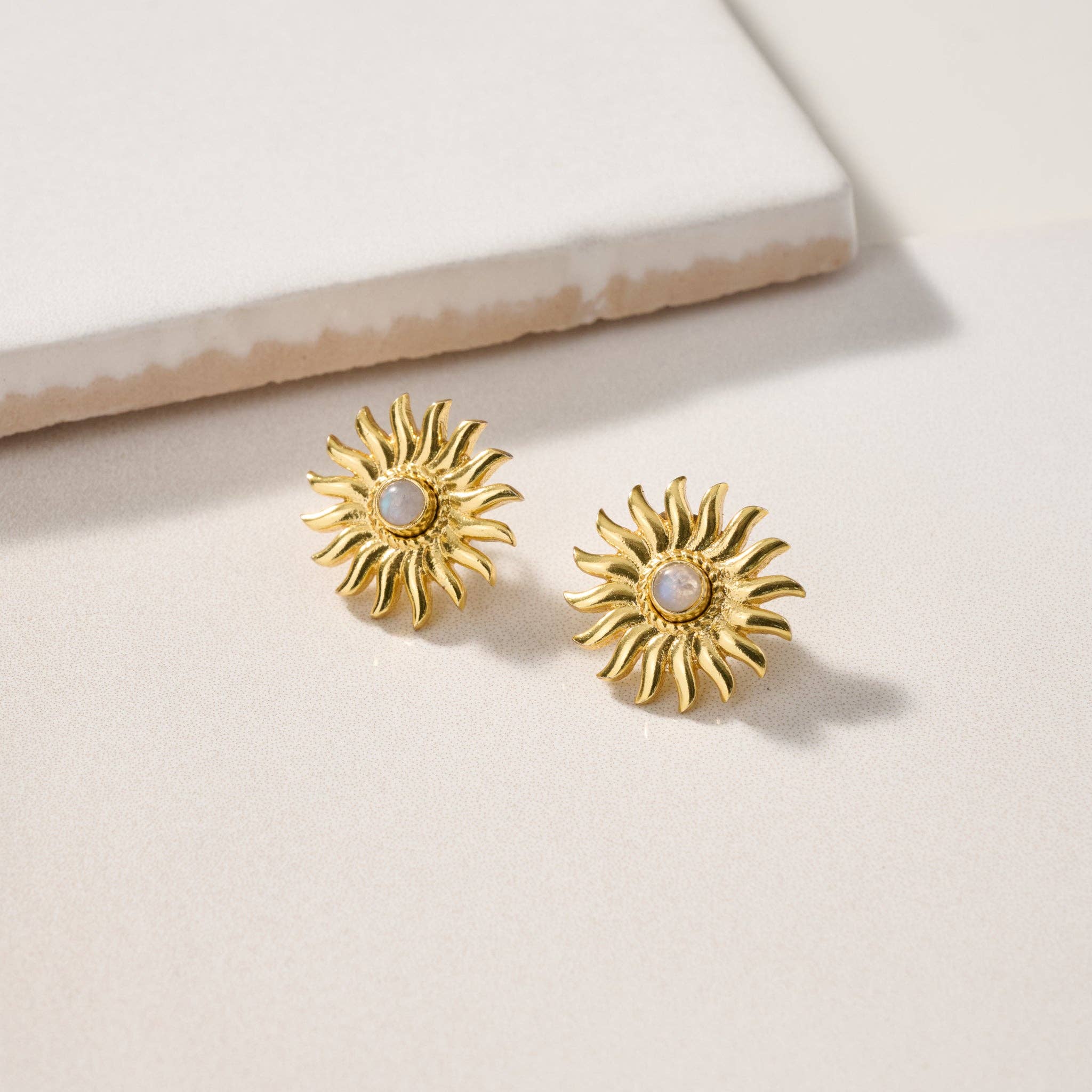 Sunburst Moonstone Post Earrings - Foxy’s