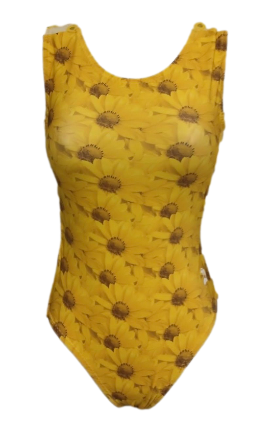 bright yellow sunflower field leotard