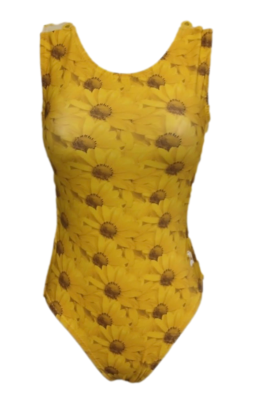 bright yellow sunflower field leotard