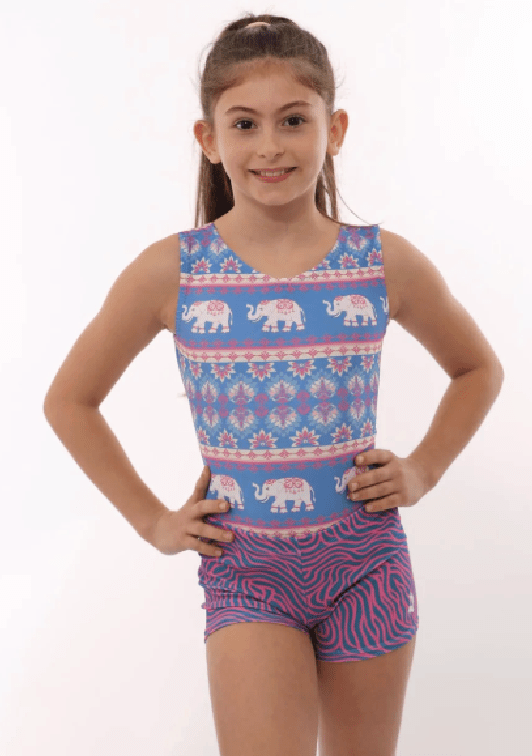 Swirly Elephant Gymnastics Leotard & Shorts Set - Mix & Match! - Foxy’s
