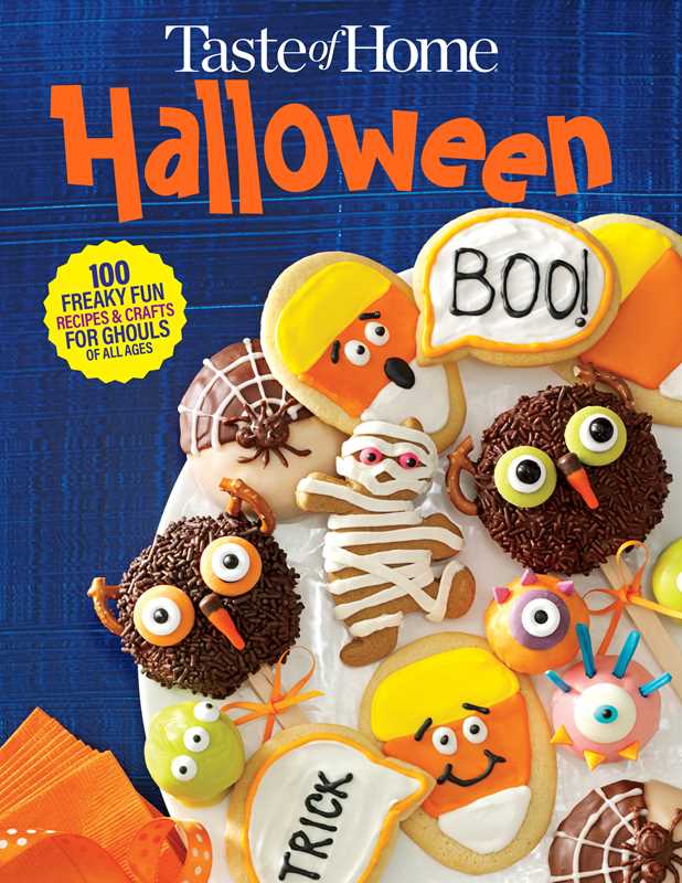 Book cover of 'Taste of Home Halloween' with decorated cookies on a blue background