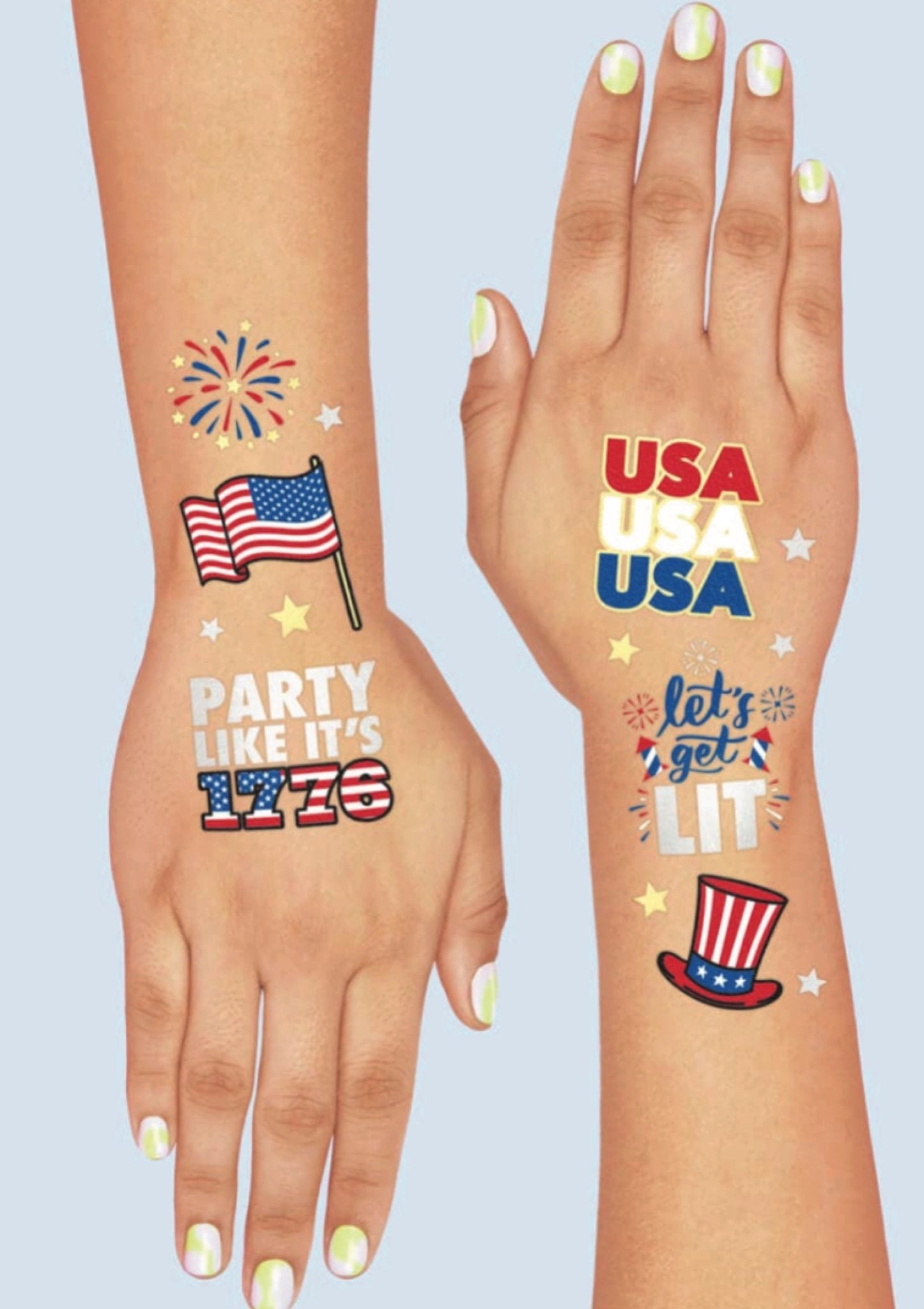 Let's Vibe USA Tats - 30 foil temporary tattoos - Foxy’s