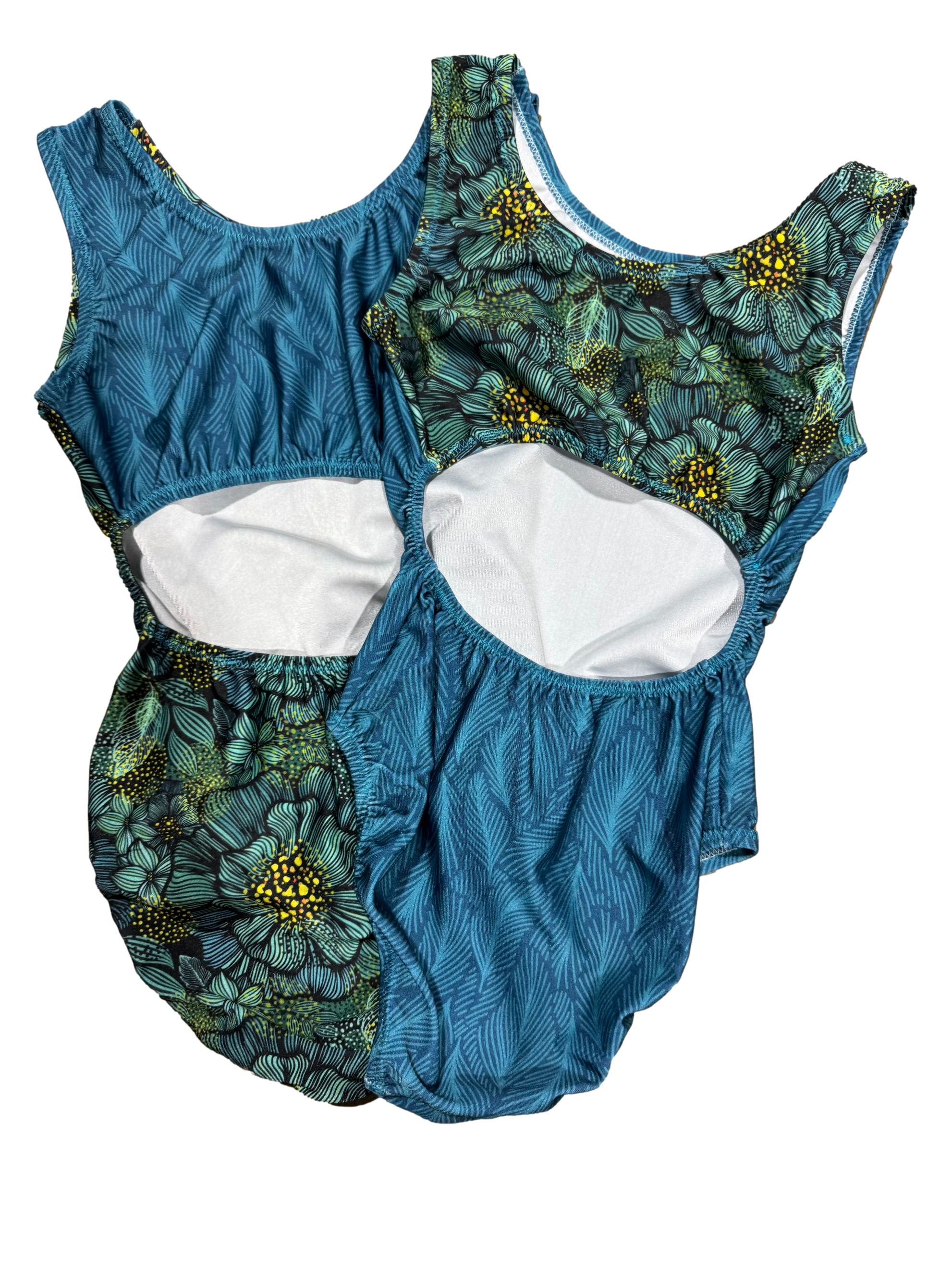 turquoise floral leotard