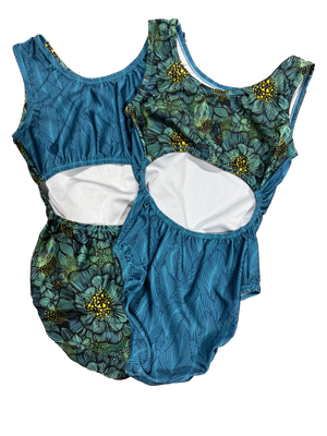 turquoise floral leotard