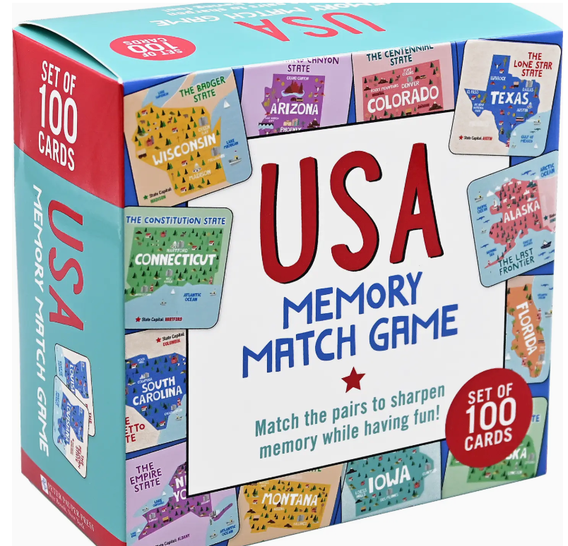 USA memory match game for kids