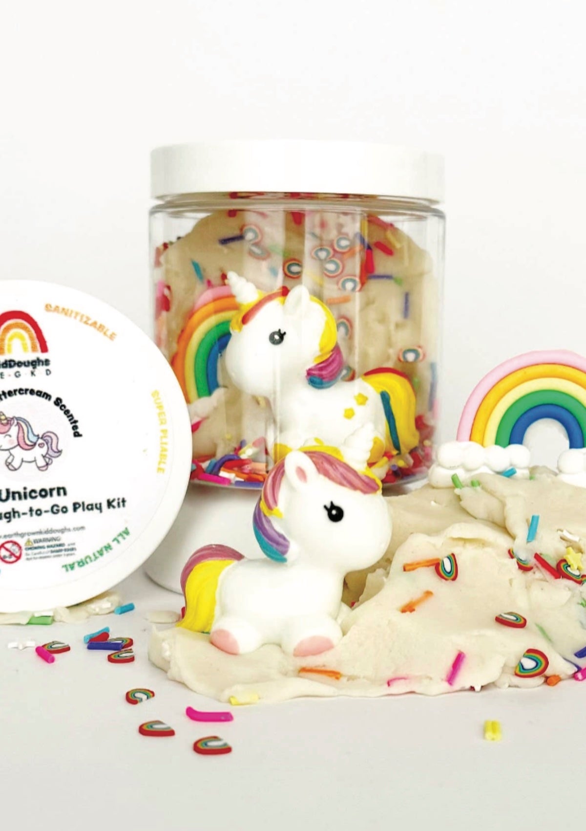 Unicorn KidDough Mini Play Set - Vanilla Buttercream Scented Dough, Rainbow Accessories, Sensory Fun! - Foxy’s