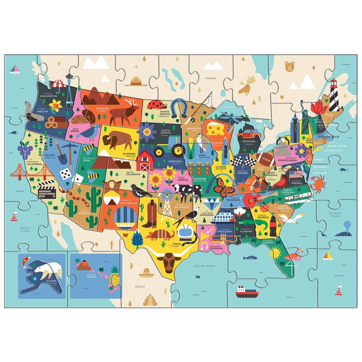 Map Of The U.S.A. Geography Puzzle - Foxy’s