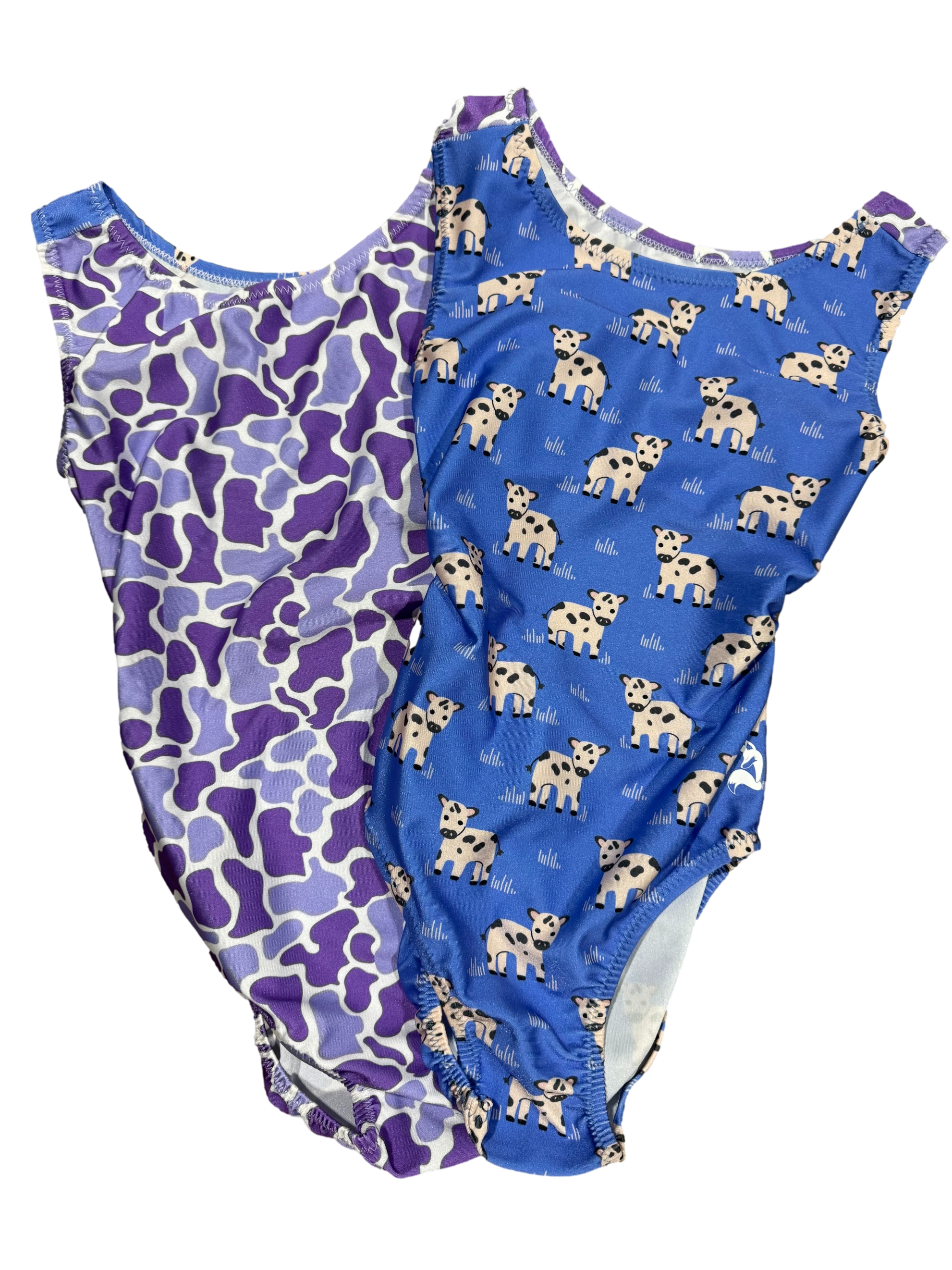 camo and cow print purple leotards