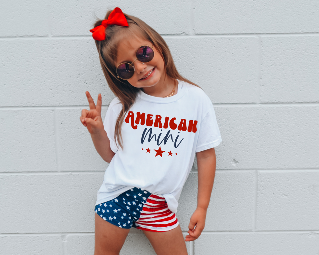 american mini fourth of july t-shirt for girls