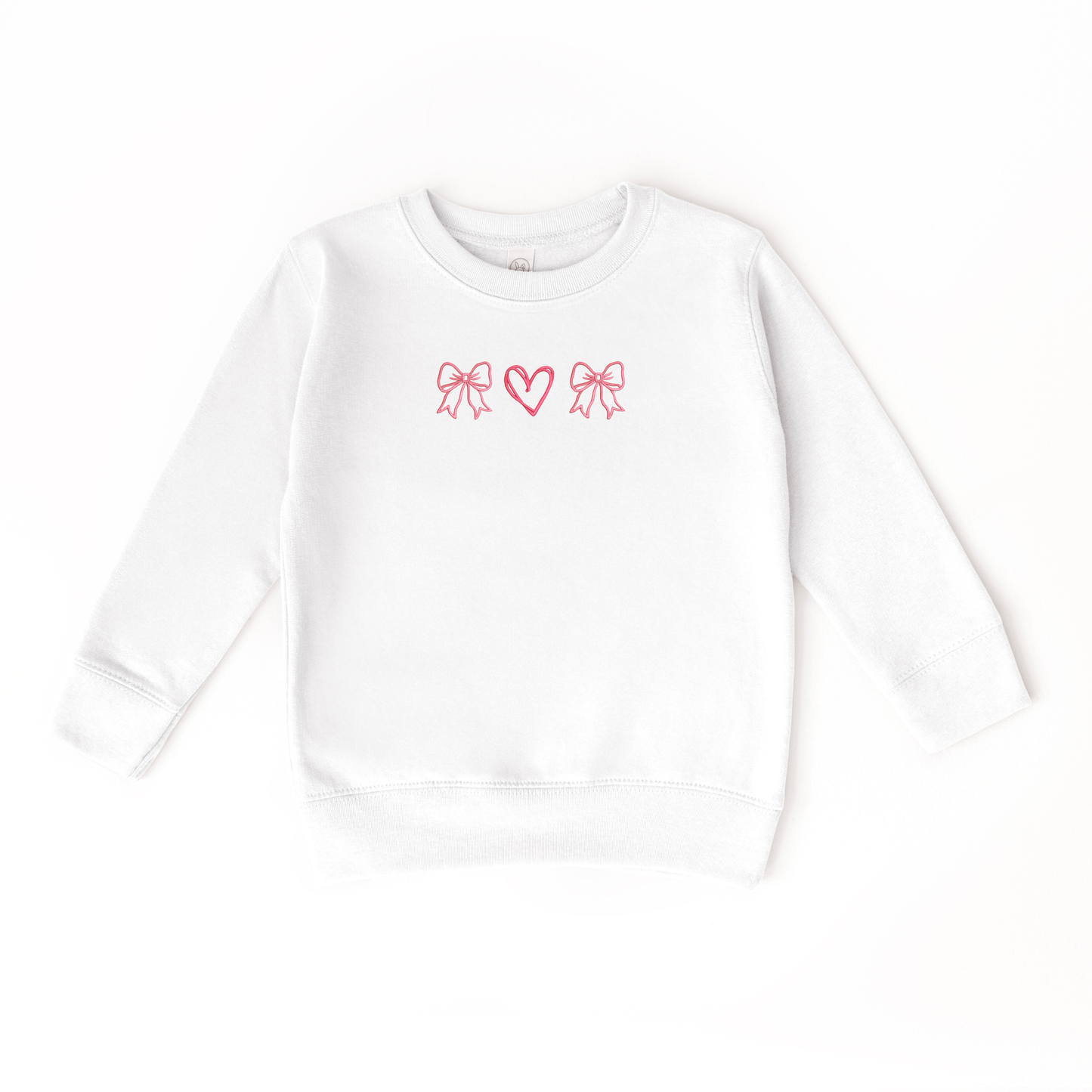 white fleece sweatshirt for girls with bows and heart