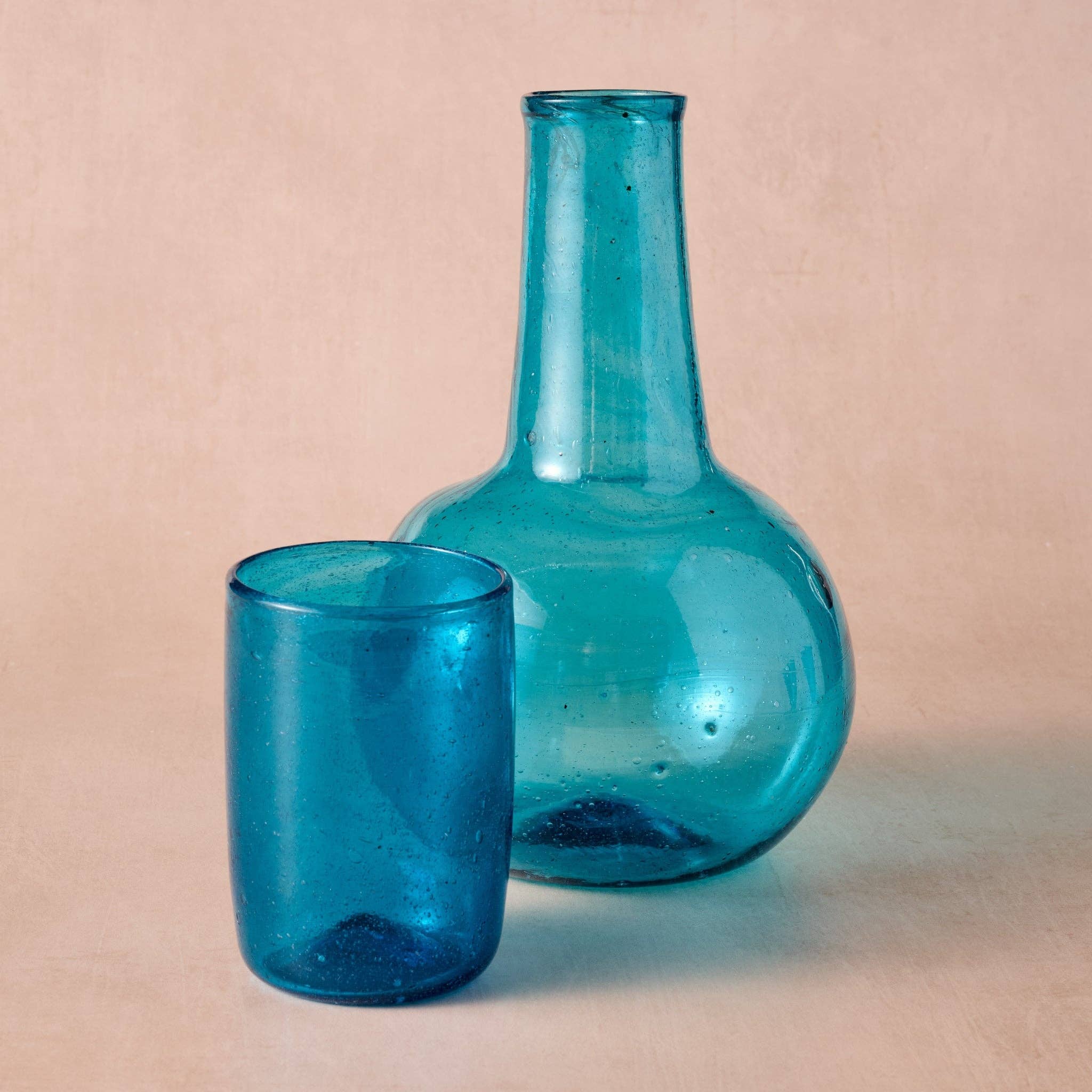 Bahr Blue Handblown Glass Carafe and Cup Set - Foxy’s